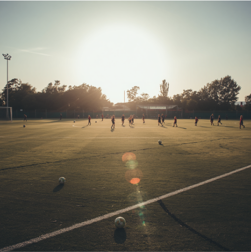 Pupils playing sport across a wide outdoor PE space